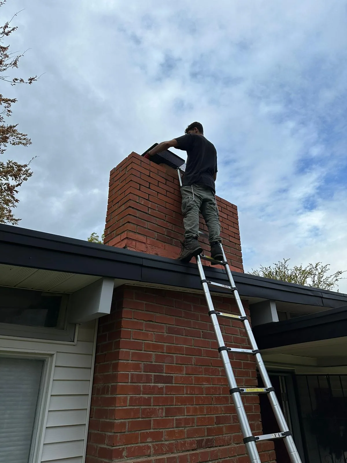 Ladder set to a two-storey brick stack in Sherman Oaks